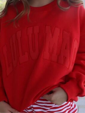 lululemon athletica Bold Red Embossed Logo Crew Sweatshirt